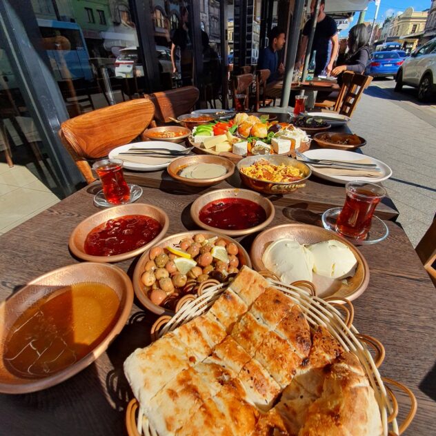 Outdoor Turkish breakfast